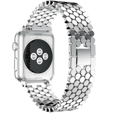 Curea iUni compatibila cu Apple Watch 1/2/3/4/5/6/7, 44mm, Jewelry, Otel Inoxidabil, Silver